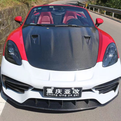 پوشش فیبر کربن با کیفیت بالا برای Porsche 718 Boxster پوشش فیبر کربن موتور Hatch 718 Upgrade GT4