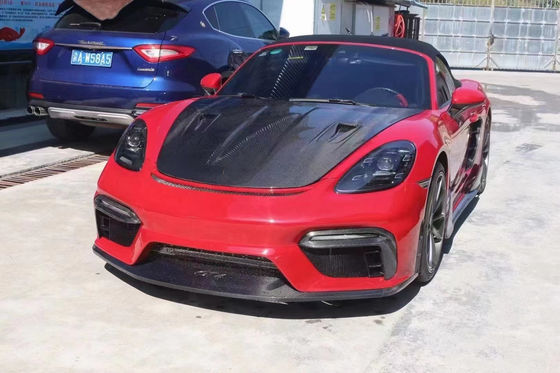 پوشش فیبر کربن با کیفیت بالا برای Porsche 718 Boxster پوشش فیبر کربن موتور Hatch 718 Upgrade GT4
