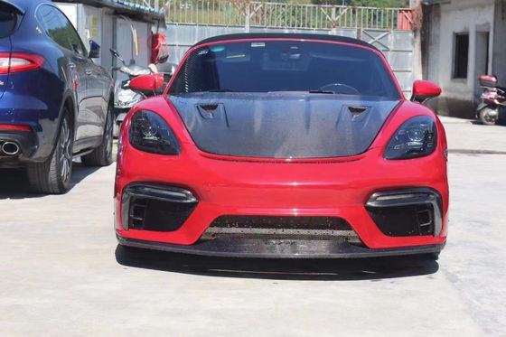 پوشش فیبر کربن با کیفیت بالا برای Porsche 718 Boxster پوشش فیبر کربن موتور Hatch 718 Upgrade GT4