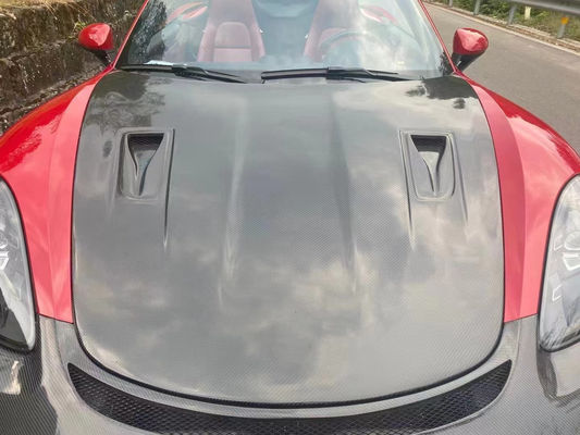 پوشش فیبر کربن با کیفیت بالا برای Porsche 718 Boxster پوشش فیبر کربن موتور Hatch 718 Upgrade GT4