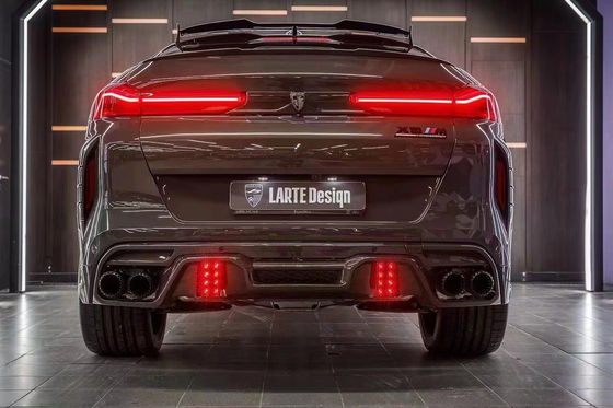 قطعات اتوماتیک برای BMW X6M F96 کیت بدن فیبر کربن X6M F96 ارتقا یافته سبک طراحی LARTE پیشانی شلوار پخش کننده اسپویلر کیت بدن