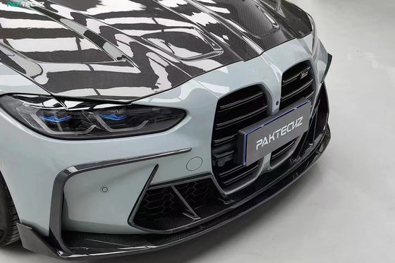برای BMW G80 G82M3 M4 کیت بدن فیبر کربن G80 G82M3 M4 Paktechz Upgraded Style پیشانی لب پخش کننده اسپویلر هود