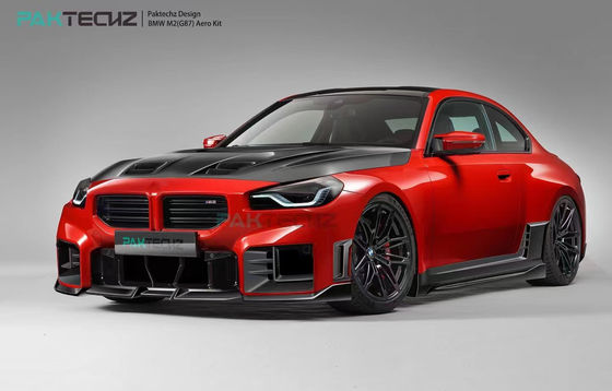 برای BMW M2 G87 کیت بدن فیبر کربن M2 ارتقا یافته سبک Paktechz فیبر کربن جلو لب پخش کننده اسپویلر هود