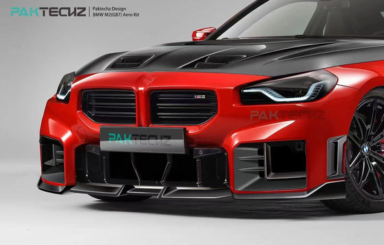 برای BMW M2 G87 کیت بدن فیبر کربن M2 ارتقا یافته سبک Paktechz فیبر کربن جلو لب پخش کننده اسپویلر هود