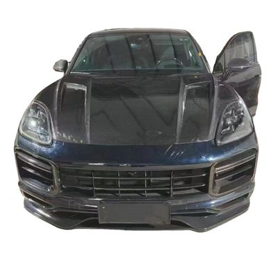 کیت بدنه پورشه کاین سیاه 2019 TH Style Hood Motor Cover فیبر کربن خشک