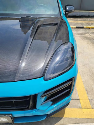 کیت بدنه پورشه کاین سیاه 2019 TH Style Hood Motor Cover فیبر کربن خشک