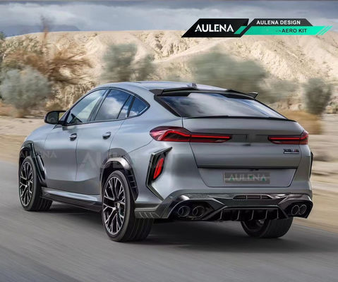 SUV Bmw X6 کیت بدنه فیبر کربن X6M جلو بامپر لب تقسیم کننده اسپویلر طرف