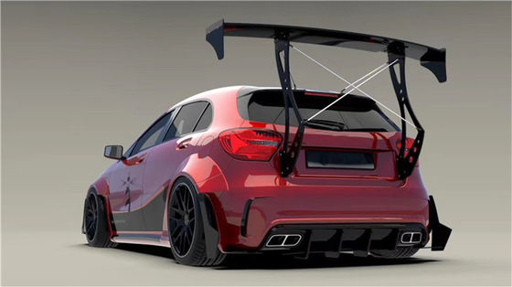 برای مرسدس AMG A45 کیت بدنه فیبر کربن A45 ارتقا یافته با سبک بالا پیشانی شال دیفوزر اسپویلر کیت بدنه گسترده
