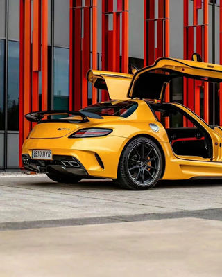 برای مرسدس SLS R197 کیت بدنه فیبر کربن SLS ارتقاء سری سیاه مدل جلو و عقب باپر اسپویلر هود