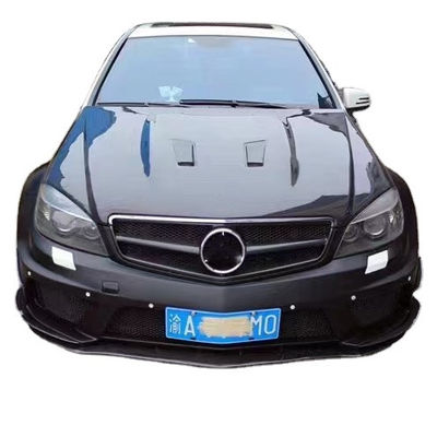 برای مرسدس W204 C63 کیت بدن W204 ارتقا یافته سری سیاه سبک جلو و عقب بومپر هود کیت widebody